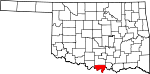 Map of Oklahoma showing Love County - Click on map for a greater detail.