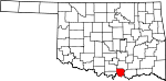 Map of Oklahoma showing Marshall County - Click on map for a greater detail.