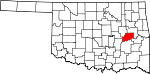 Map of Oklahoma showing McIntosh County - Click on map for a greater detail.