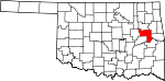 Map of Oklahoma showing Muskogee County - Click on map for a greater detail.