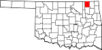 Map of Oklahoma showing Nowata County - Click on map for a greater detail.