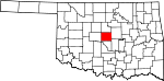 Map of Oklahoma showing Oklahoma County - Click on map for a greater detail.