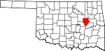 Map of Oklahoma showing Okmulgee County - Click on map for a greater detail.