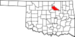 Map of Oklahoma showing Pawnee County - Click on map for a greater detail.