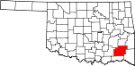 Map of Oklahoma showing Pushmataha County - Click on map for a greater detail.