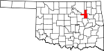Map of Oklahoma showing Tulsa County - Click on map for a greater detail.