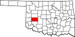 Map of Oklahoma showing Washita County - Click on map for a greater detail.