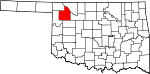 Map of Oklahoma showing Woodward County - Click on map for a greater detail.