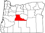 Map of Oregon showing Deschutes County - Click on map for a greater detail.