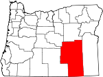 Map of Oregon showing Harney County - Click on map for a greater detail.