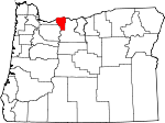 Map of Oregon showing Hood River County - Click on map for a greater detail.