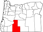 Map of Oregon showing Klamath County - Click on map for a greater detail.