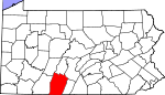 Map of Pennsylvania showing Bedford County - Click on map for a greater detail.