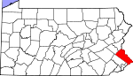 Map of Pennsylvania showing Bucks County - Click on map for a greater detail.