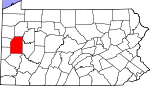 Map of Pennsylvania showing Butler County - Click on map for a greater detail.