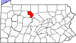 Map of Pennsylvania showing Cameron County - Click on map for a greater detail.