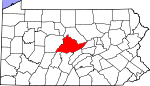 Map of Pennsylvania showing Centre County - Click on map for a greater detail.