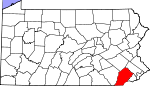 Map of Pennsylvania showing Chester County - Click on map for a greater detail.