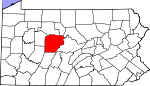 Map of Pennsylvania showing Clearfield County - Click on map for a greater detail.