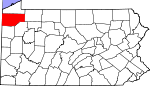 Map of Pennsylvania showing Crawford County - Click on map for a greater detail.