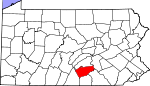 Map of Pennsylvania showing Cumberland County - Click on map for a greater detail.