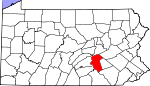 Map of Pennsylvania showing Dauphin County - Click on map for a greater detail.
