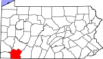 Map of Pennsylvania showing Fayette County - Click on map for a greater detail.