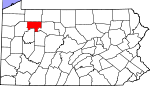 Map of Pennsylvania showing Forest County - Click on map for a greater detail.