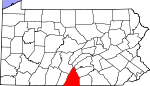 Map of Pennsylvania showing Franklin County - Click on map for a greater detail.