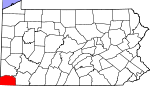 Map of Pennsylvania showing Greene County - Click on map for a greater detail.
