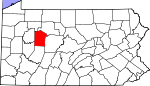 Map of Pennsylvania showing Jefferson County - Click on map for a greater detail.