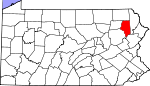 Map of Pennsylvania showing Lackawanna County - Click on map for a greater detail.