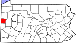 Map of Pennsylvania showing Lawrence County - Click on map for a greater detail.