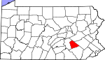 Map of Pennsylvania showing Lebanon County - Click on map for a greater detail.