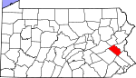 Map of Pennsylvania showing Lehigh County - Click on map for a greater detail.
