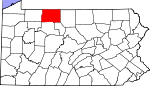 Map of Pennsylvania showing McKean County - Click on map for a greater detail.