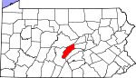Map of Pennsylvania showing Mifflin County - Click on map for a greater detail.