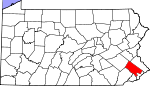 Map of Pennsylvania showing Montgomery County - Click on map for a greater detail.