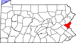 Map of Pennsylvania showing Northampton County - Click on map for a greater detail.
