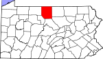 Map of Pennsylvania showing Potter County - Click on map for a greater detail.