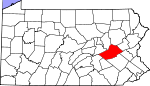 Map of Pennsylvania showing Schuylkill County - Click on map for a greater detail.
