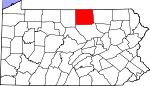 Map of Pennsylvania showing Tioga County - Click on map for a greater detail.