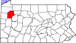 Map of Pennsylvania showing Venango County - Click on map for a greater detail.