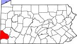 Map of Pennsylvania showing Washington County - Click on map for a greater detail.