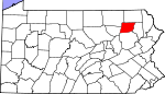 Map of Pennsylvania showing Wyoming County - Click on map for a greater detail.