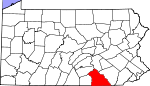 Map of Pennsylvania showing York County - Click on map for a greater detail.