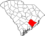 Map of South Carolina showing Berkeley County - Click on map for a greater detail.