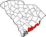 Map of South Carolina showing Charleston County - Click on map for a greater detail.