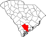 Map of South Carolina showing Colleton County - Click on map for a greater detail.