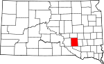 Map of South Dakota showing Aurora County - Click on map for a greater detail.